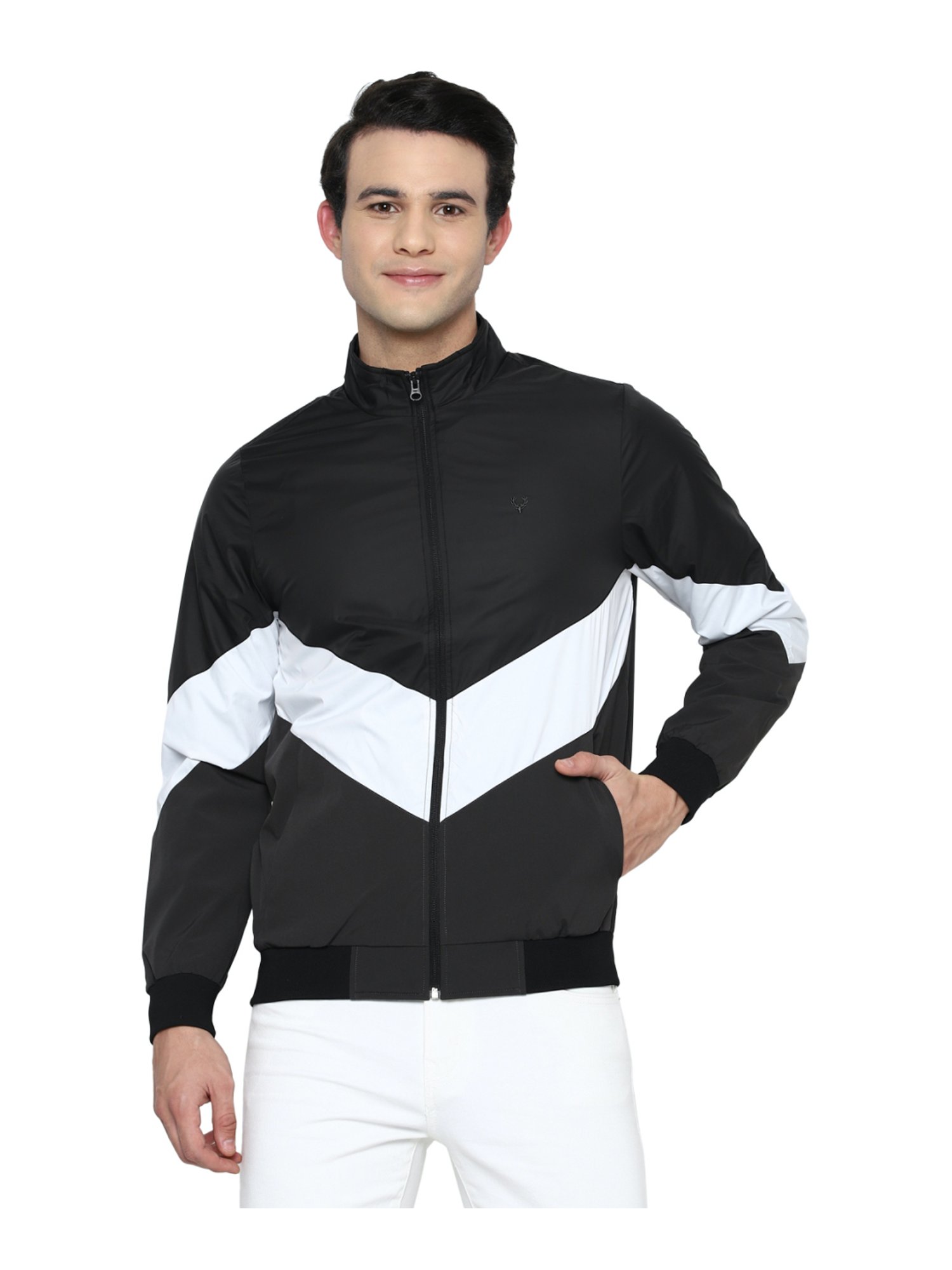 Buy Allen Solly Sport Black & White Regular Fit Colour Block