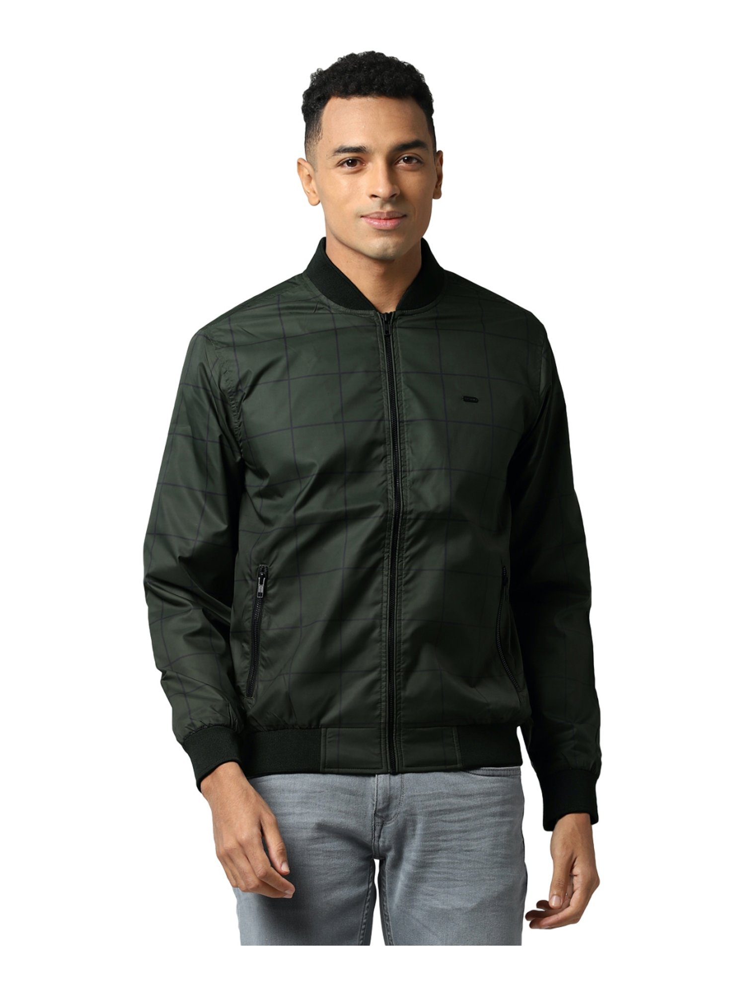 Buy Peter England Men Green Printed Solid Reversible Casual Jacket Online