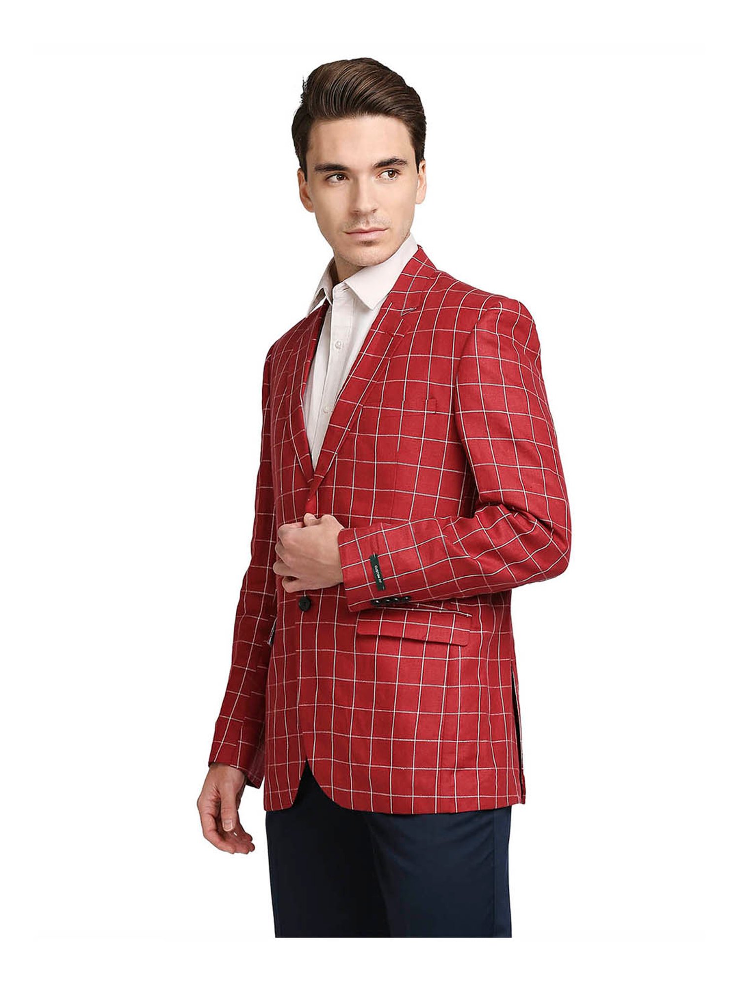 Mens red clearance plaid blazer