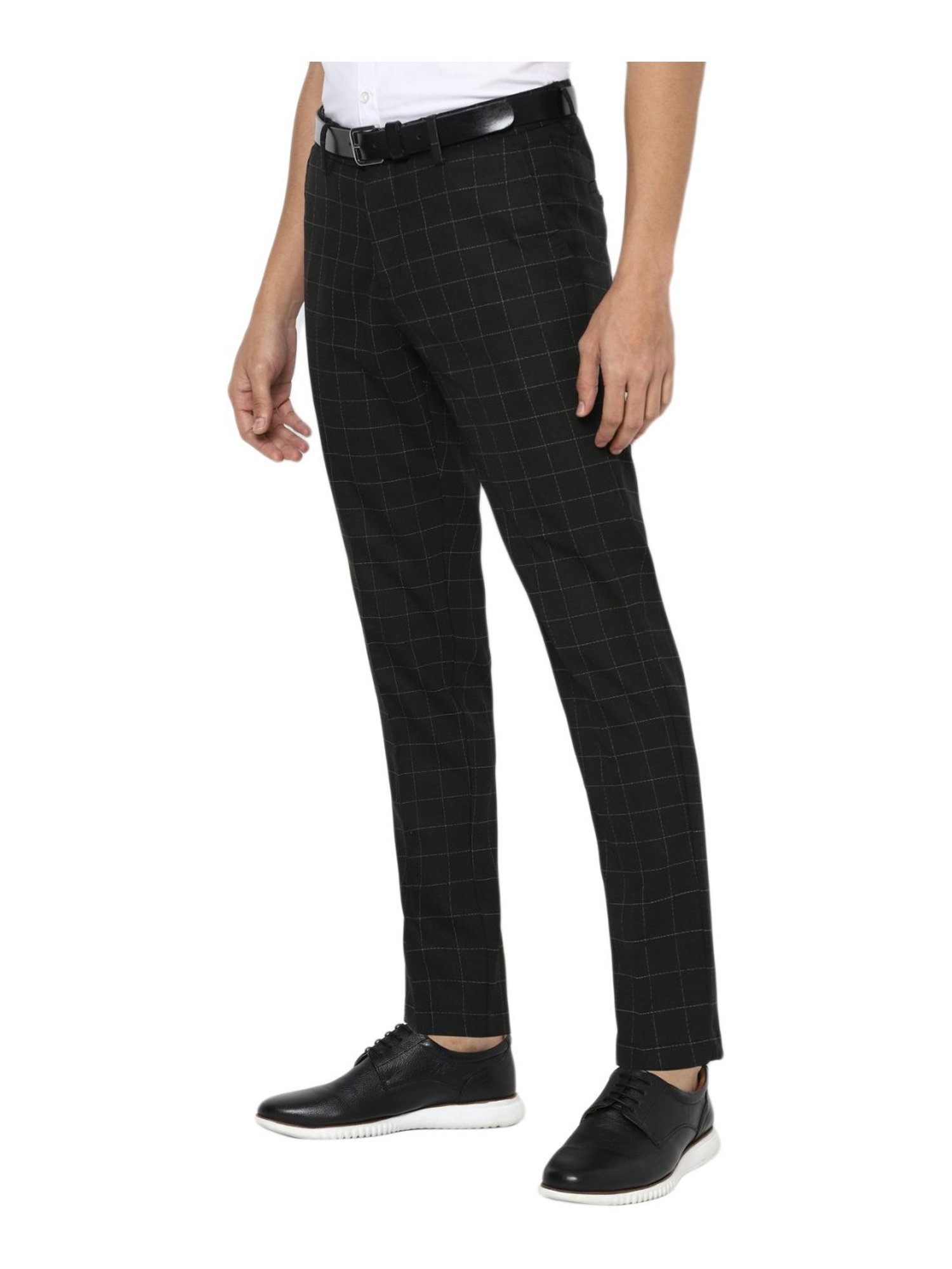 Buy Allen Solly Black Slim Fit Checks Trousers for Mens Online  Tata CLiQ