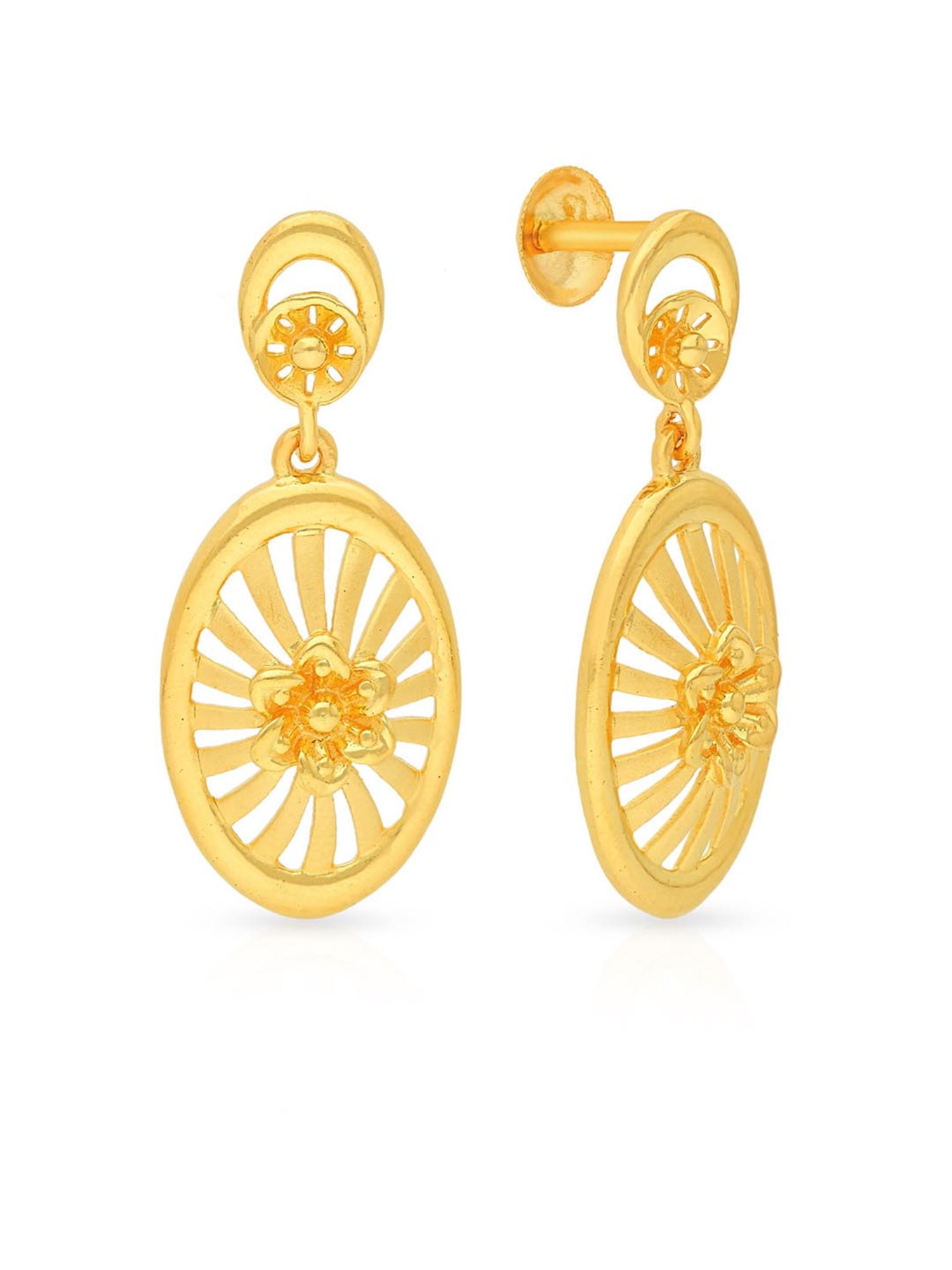 22K Gold Chandelier Earrings - ErFc25498 - 22K gold designer layered  chandelier earrings, beautifully designed with detailed filigree designs a