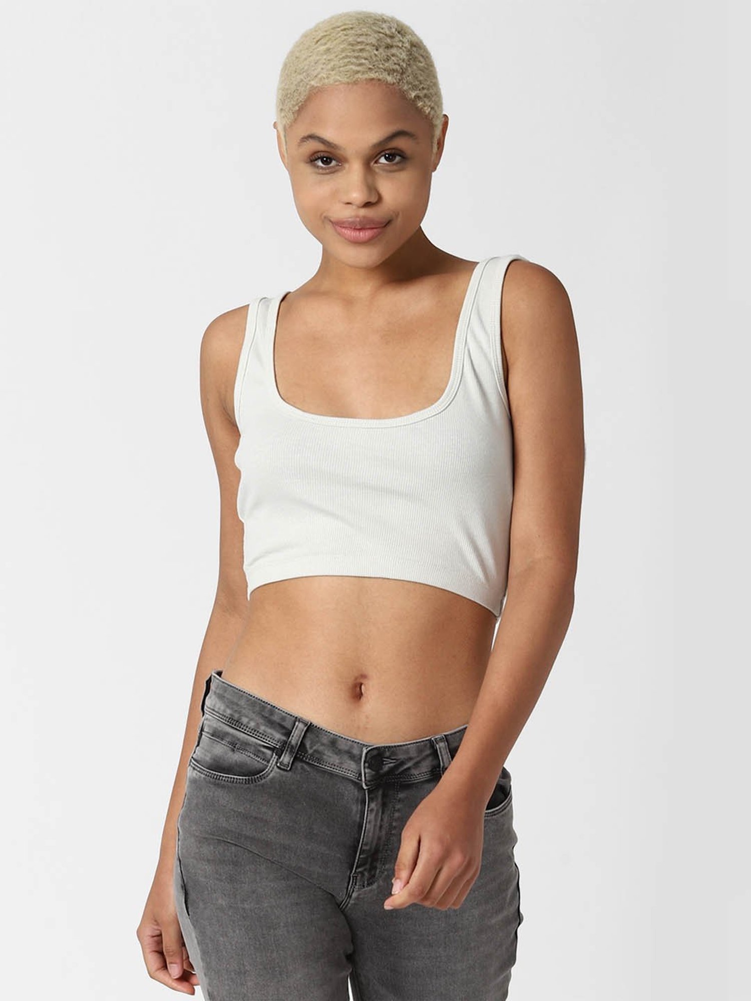 Buy Forever 21 White Non Wired Non Padded Sports Bra for Women