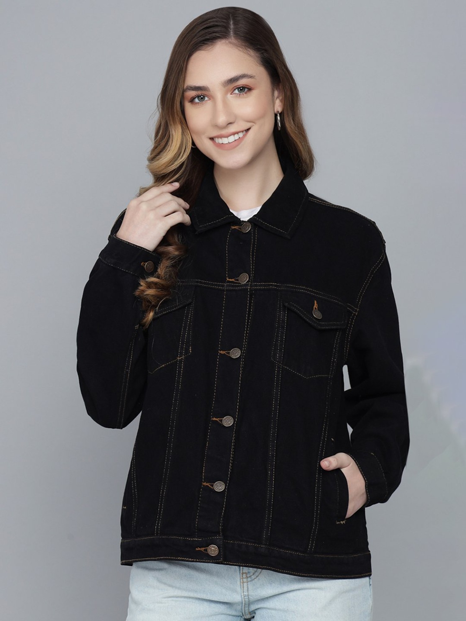 Buy KOTTY Black Full Sleeve Solid Women's Jacket online