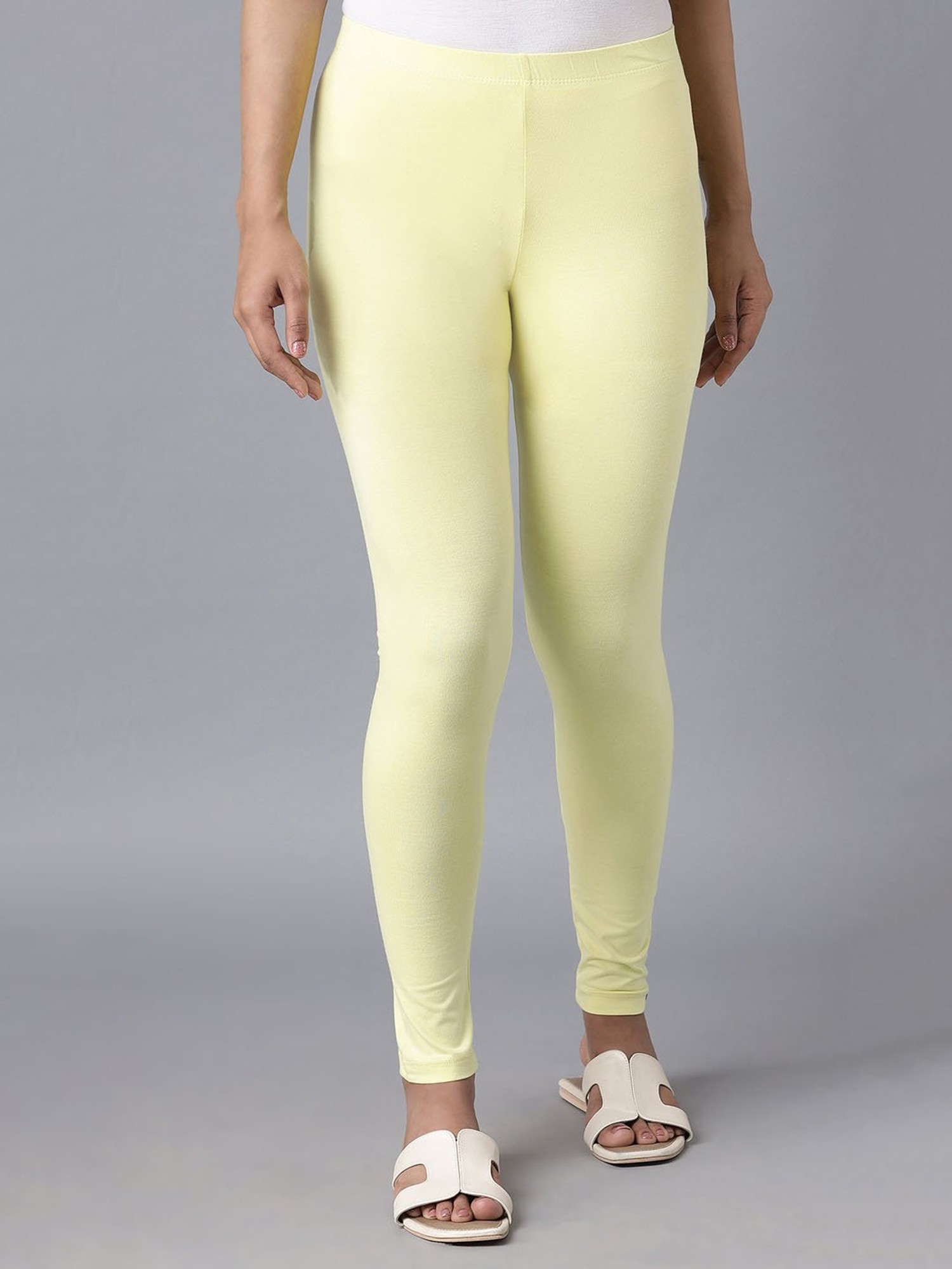 Buy online Lemon Yellow Cotton Lycra Ankle Length Leggings from Capris &  Leggings for Women by De Moza for ₹359 at 28% off | 2024 Limeroad.com