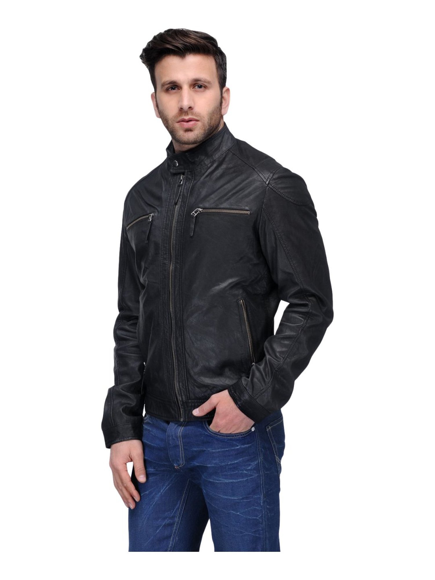 Teakwood Black100% Genuine Mens Leather Jacket – Teakwood Leathers