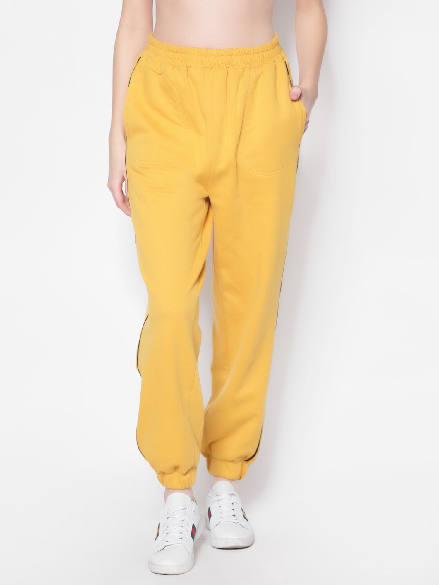Buy Sera Yellow Cotton Trackpants for Women Online @ Tata CLiQ