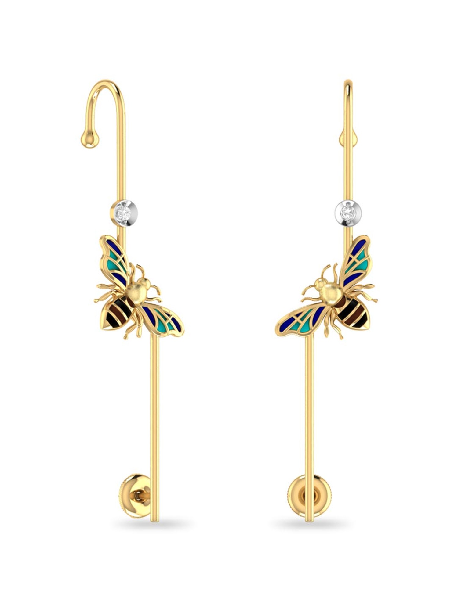 Zeya Gold jewellery  Buy Zeya Looping Hearts Sui Dhaga Gold Earrings 18k  Online  Nykaa Fashion