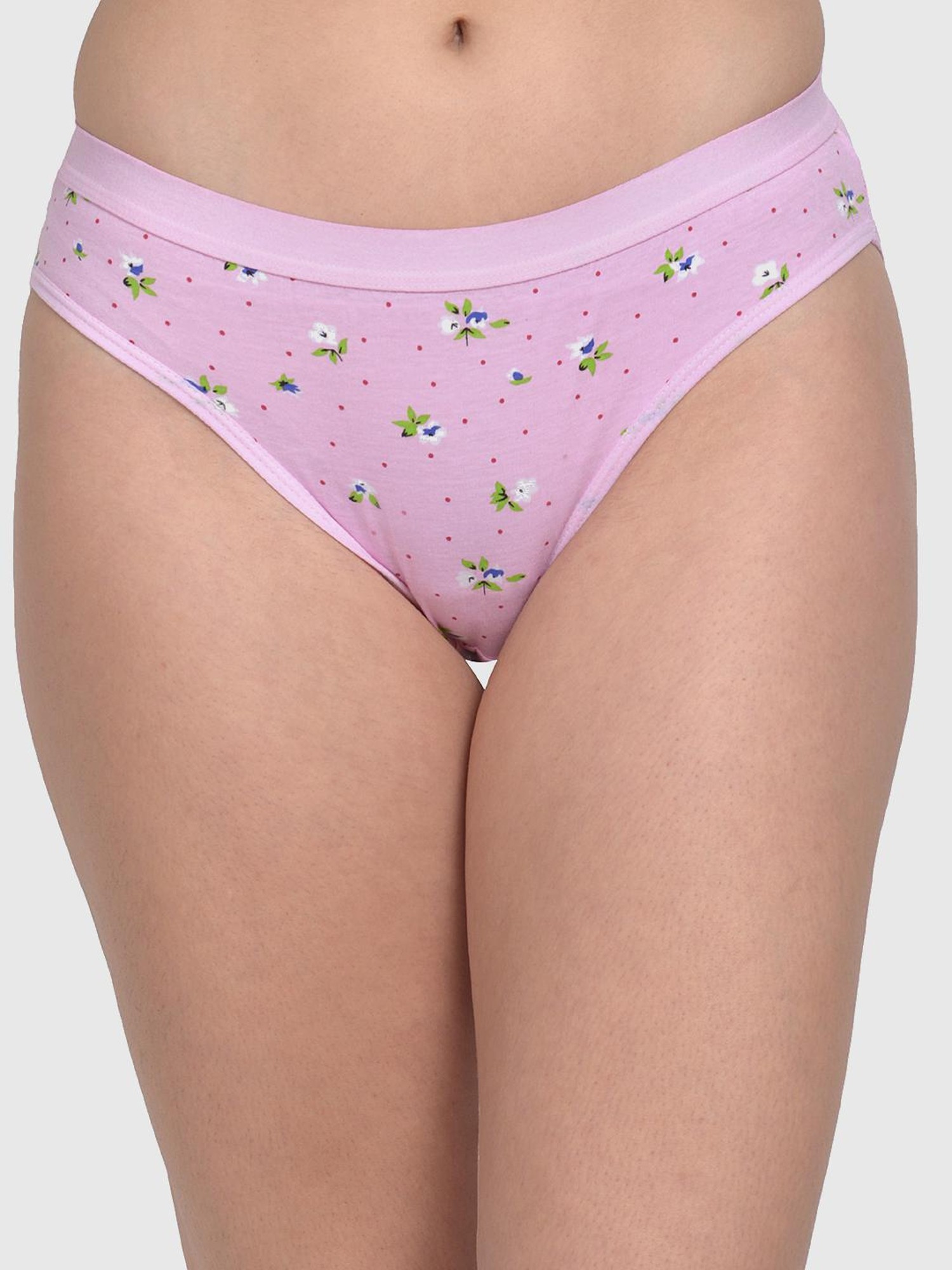 Pink Color Floral Printed Cotton Underwear For Women