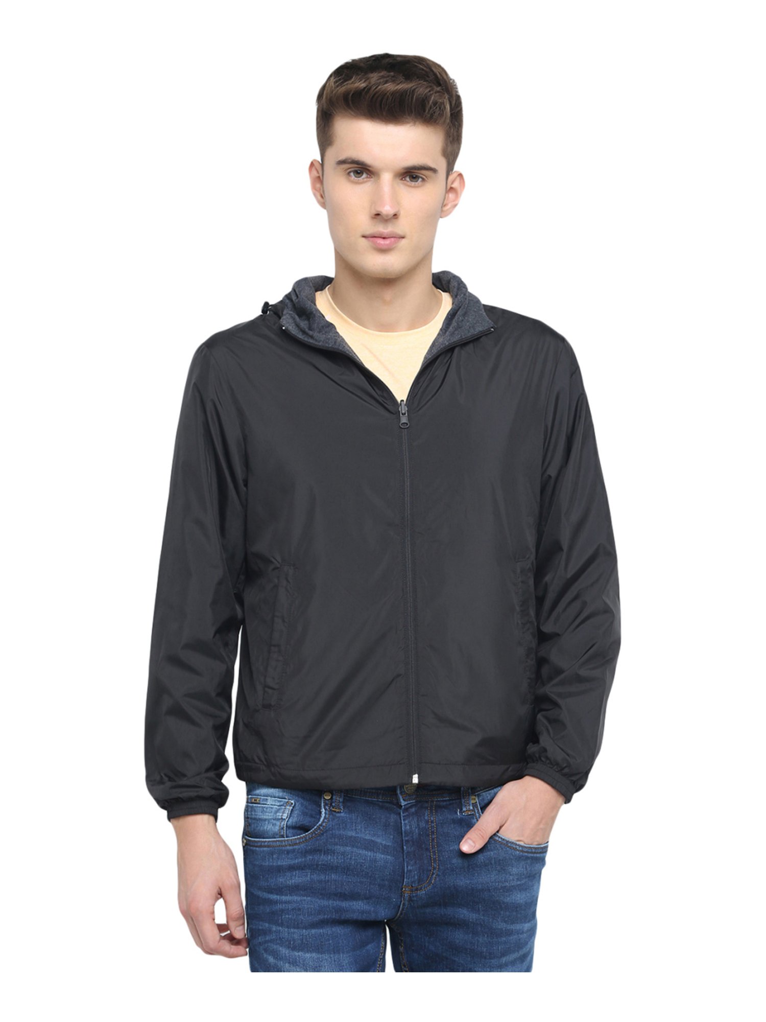 Full Sleeve Casual Wear Mens Black Hooded Designer Jackets at best price in  Hisar