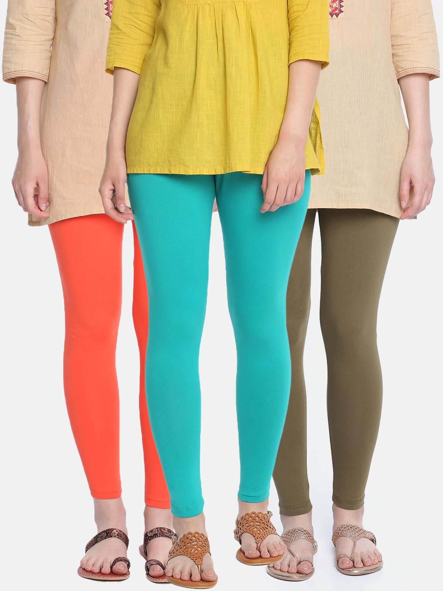 Buy Dollar Missy Cream Cotton Leggings for Women's Online @ Tata CLiQ