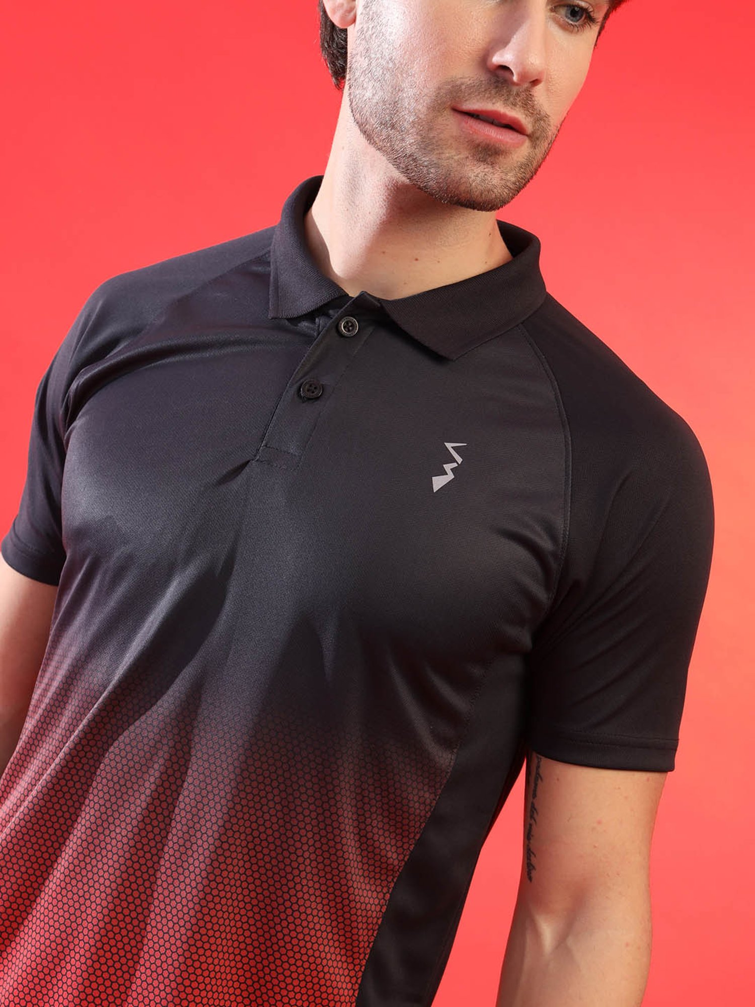 Buy Campus Sutra Men Black Printed Polo Collar Sports T Shirt - Tshirts for  Men 3084788