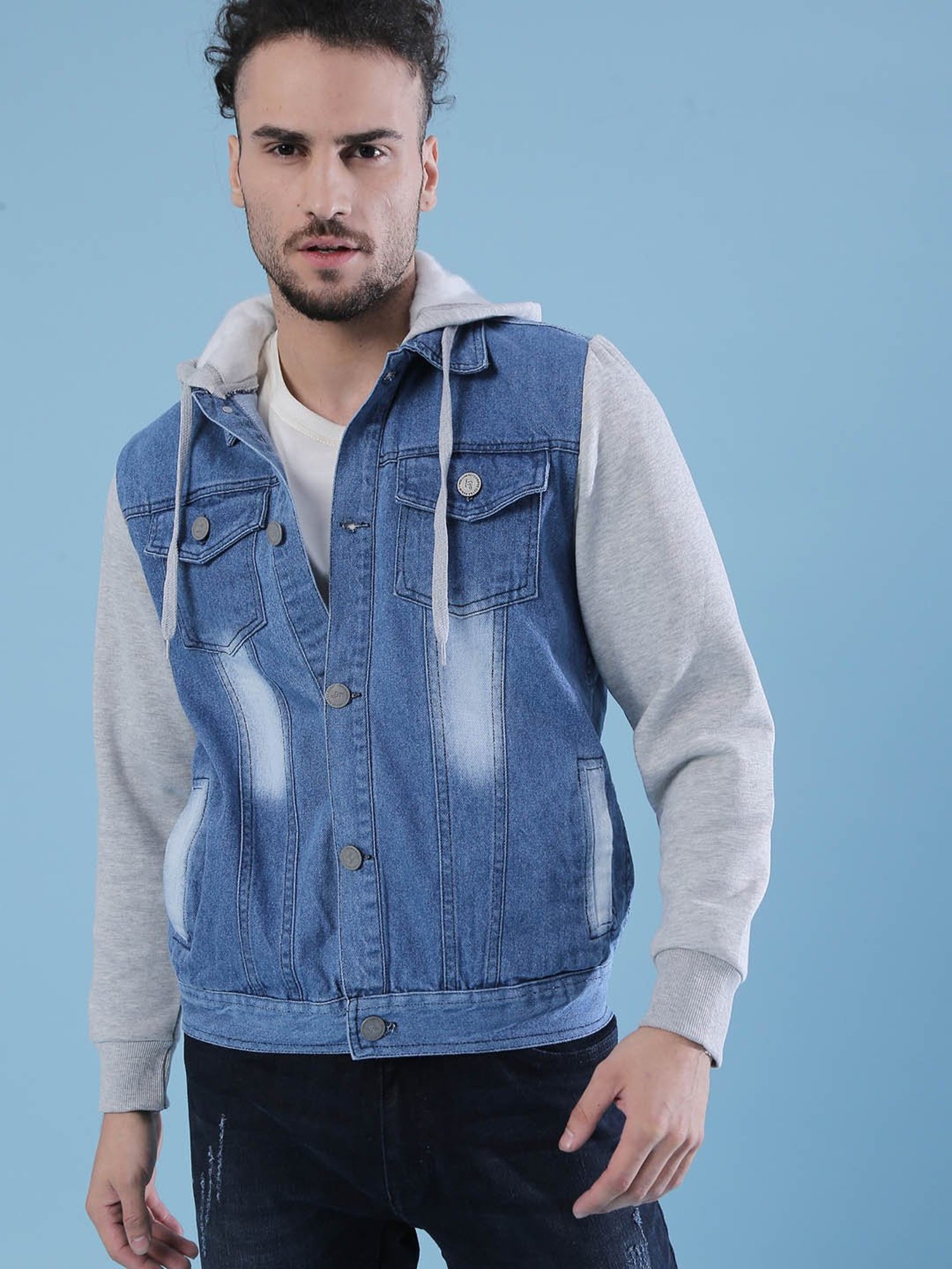 Buy Campus Sutra Men's Medium-Washed Blue Regular Fit Denim Jacket For  Winter Wear | Collared Neck | Full Sleeve | Buttoned | Casual Denim Jacket  For Man | Western Stylish Denim Jacket