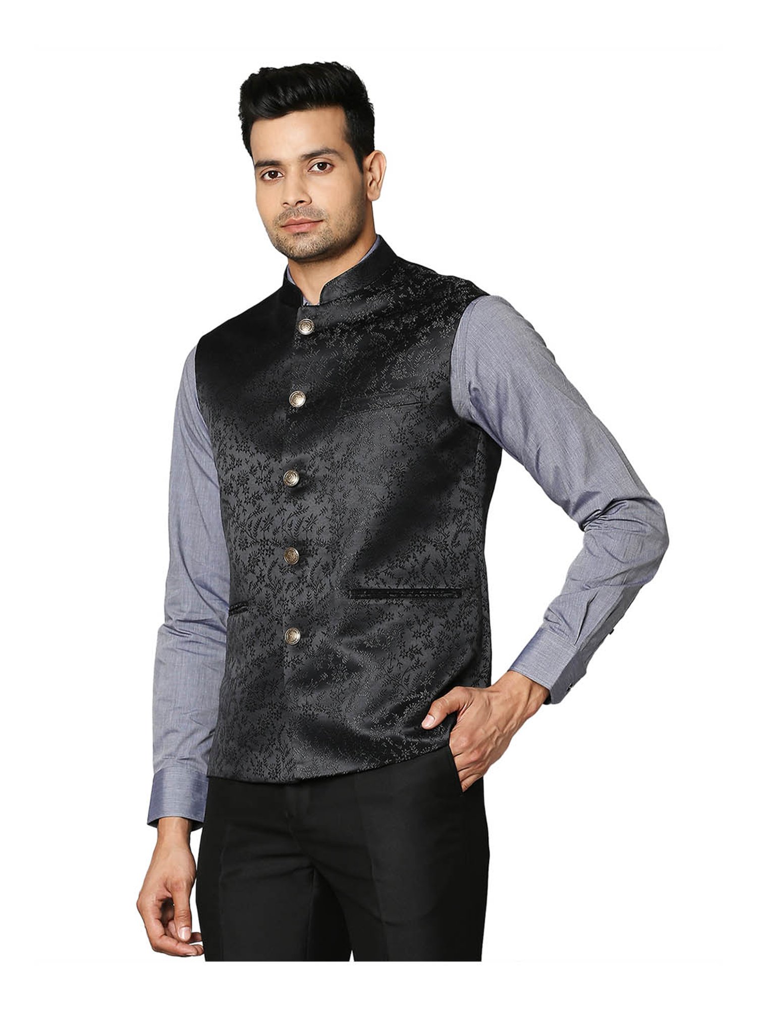 Buy PPTOSS Men's Poly Silk Self Design Nehru Jacket (Orange_Small) at  Amazon.in