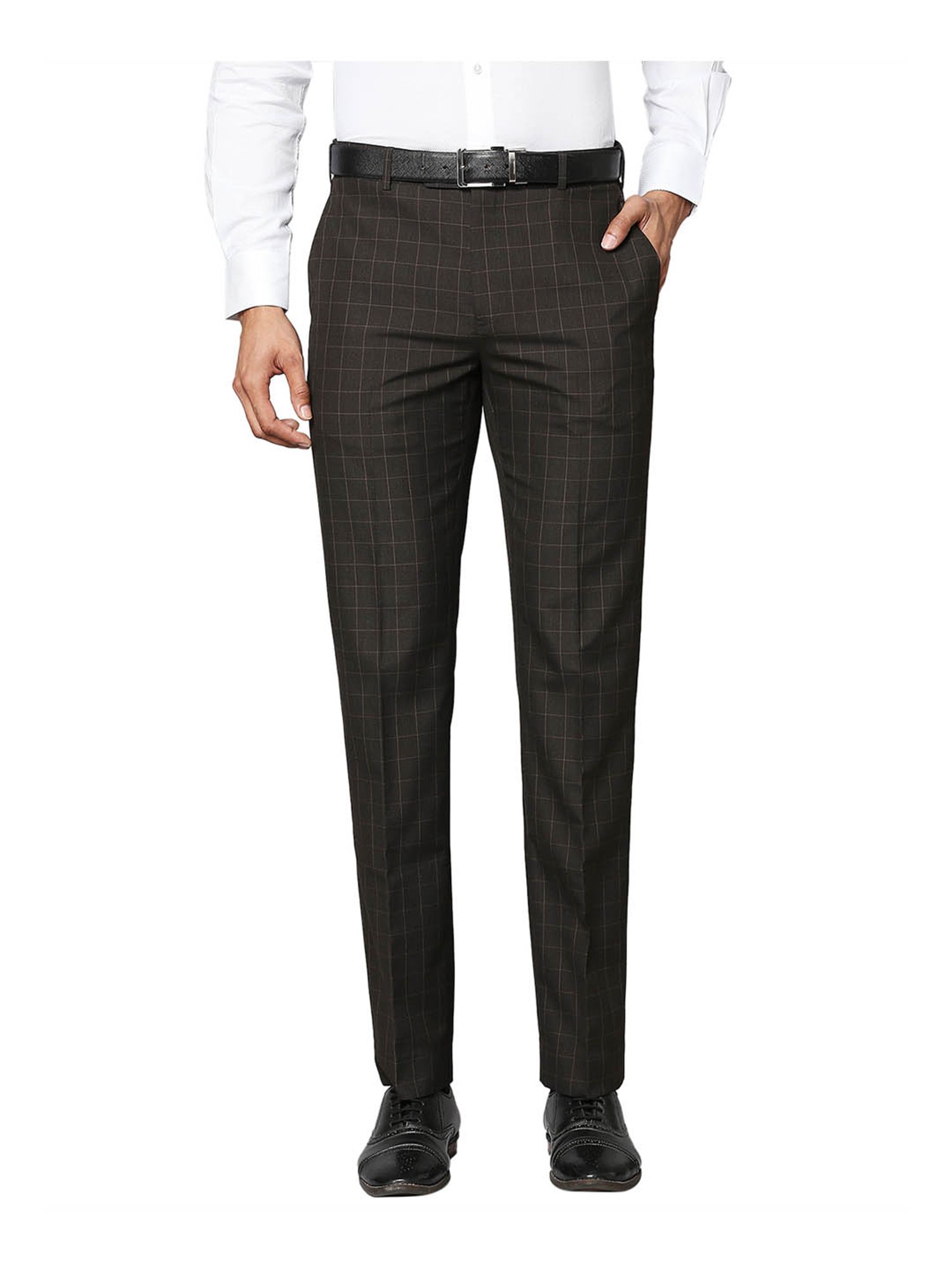 Buy Greenfibre Brown Checks Trousers for Men Online  Tata CLiQ
