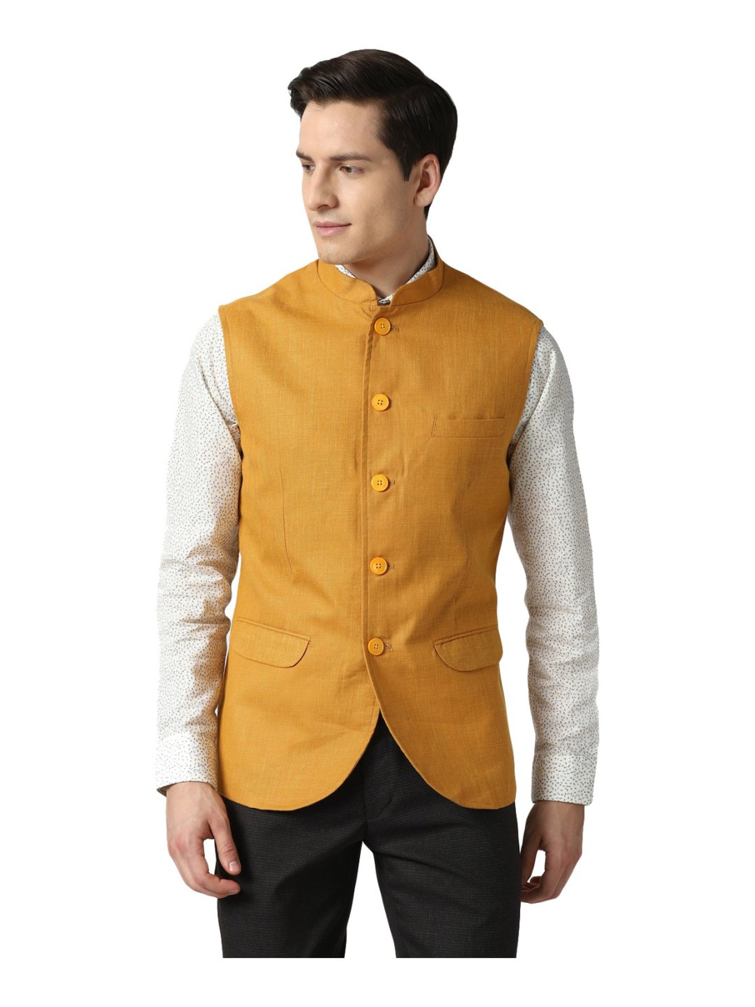 Off-White Kurta Set With Mustard Nehru Jacket Design by Gargee Designers at  Pernia's Pop Up Shop 2024