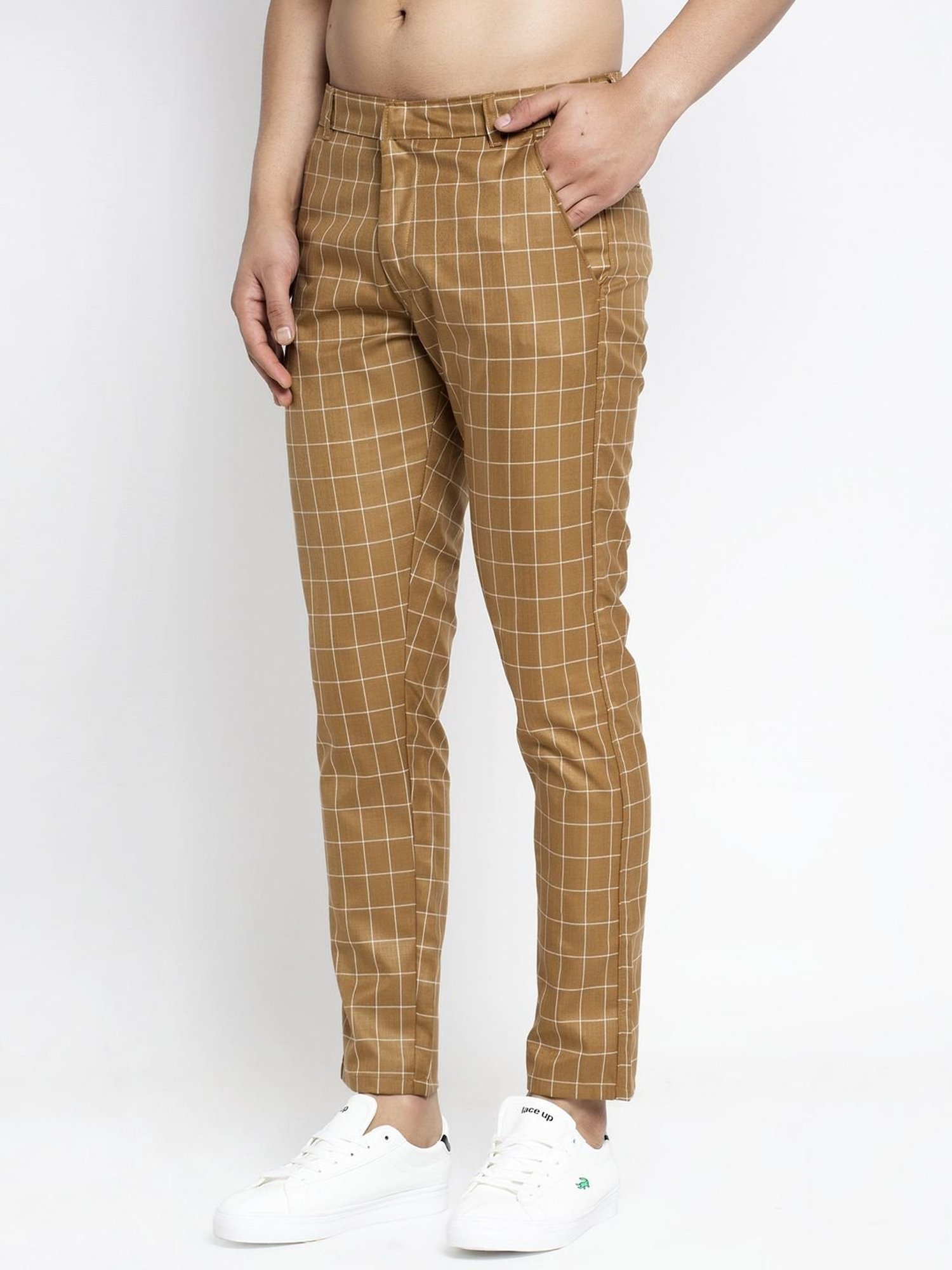Burberry Ladies Brown Cashmere Check Linen Wool Cashmere Trousers, Brand  Size 4 (US Size 2) | World of Watches