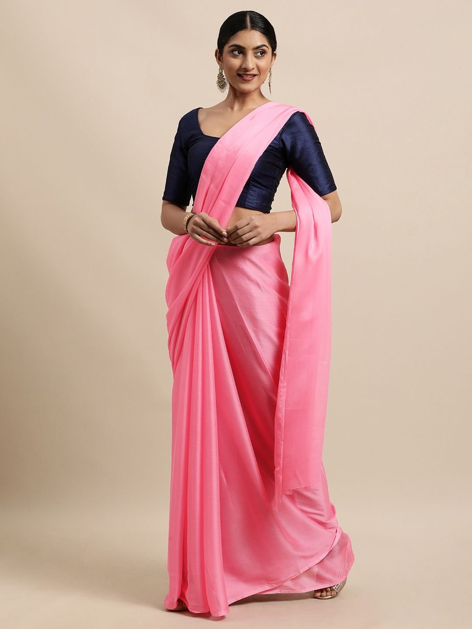 Buy Pink Saree With Black Sequin Blouse. 1 Minute Saree Designer Made to  Order Custom Blouse With Fall and Petticoat. Indian Sari Online in India -  Etsy