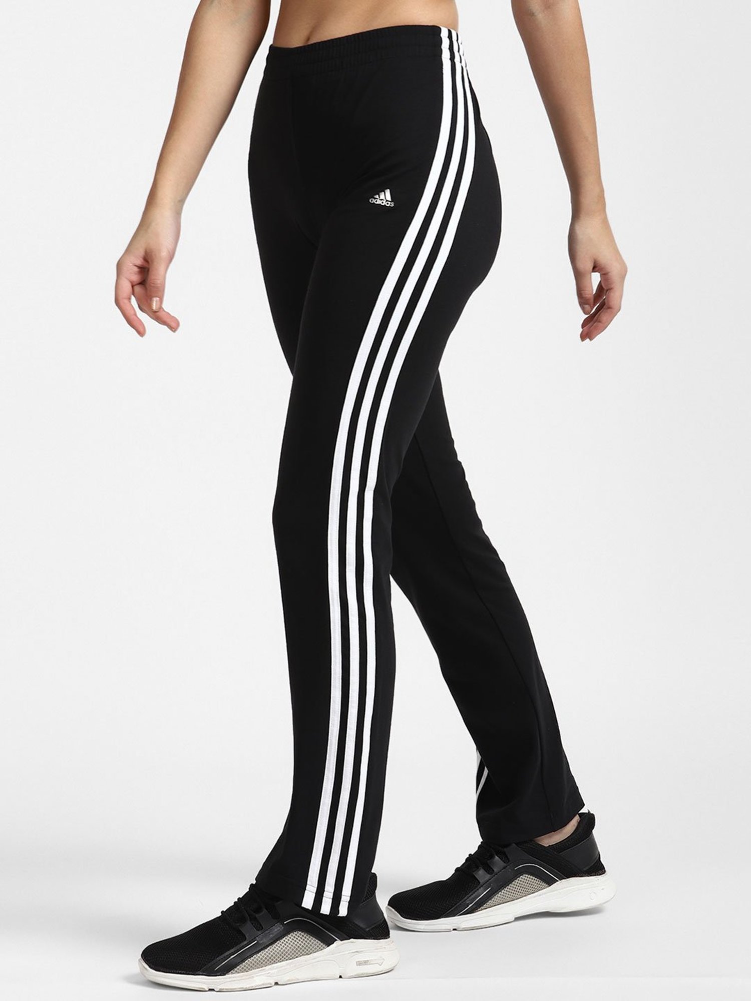 Buy Adidas Womens Comfortable Fitted Yoga Pants GM5224BlackWhiteLarge   BlackWhite  L at Amazonin