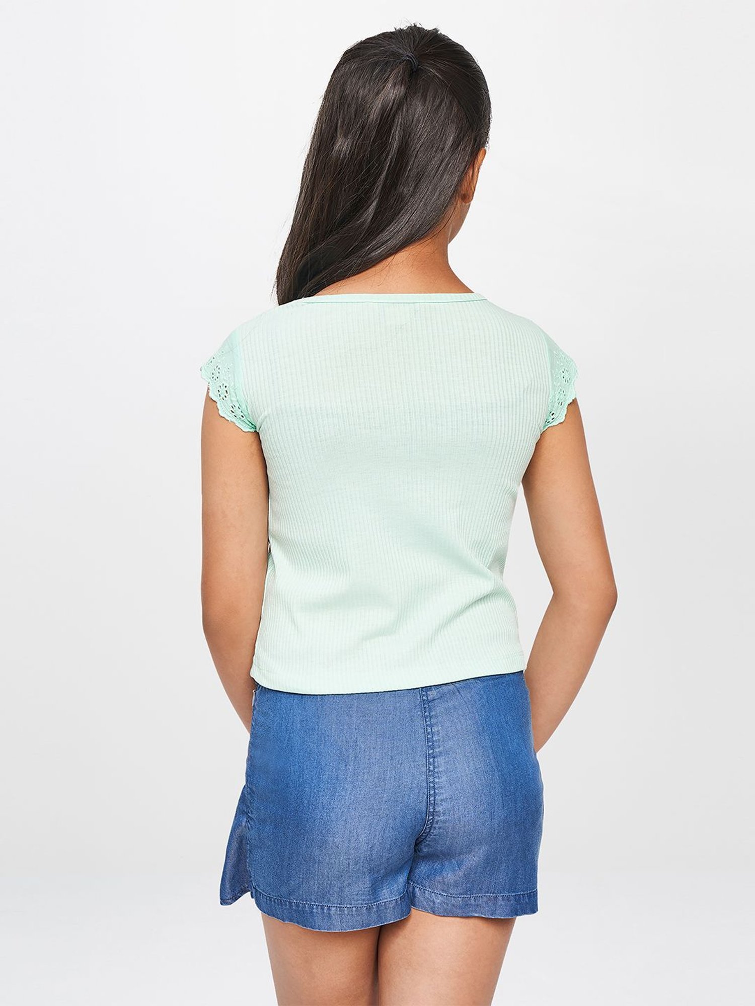 Buy Global Desi Girl Mint Slim Fit Top for Girls Clothing Online
