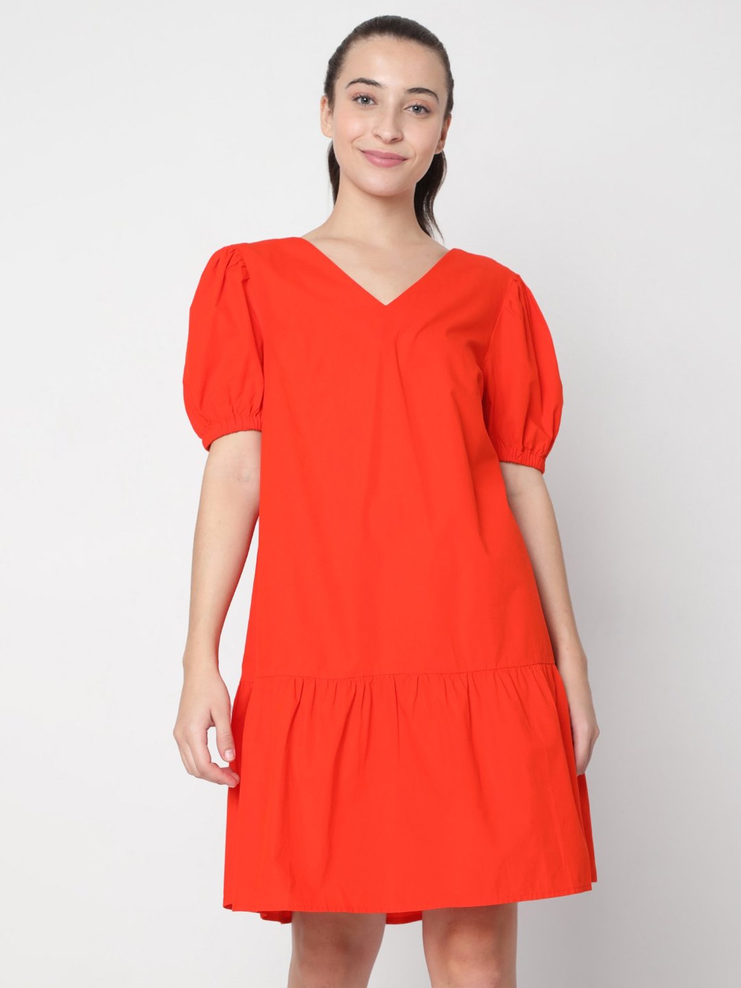 Buy Vero Moda Coral Midi Peplum Dress Women's Online @ CLiQ
