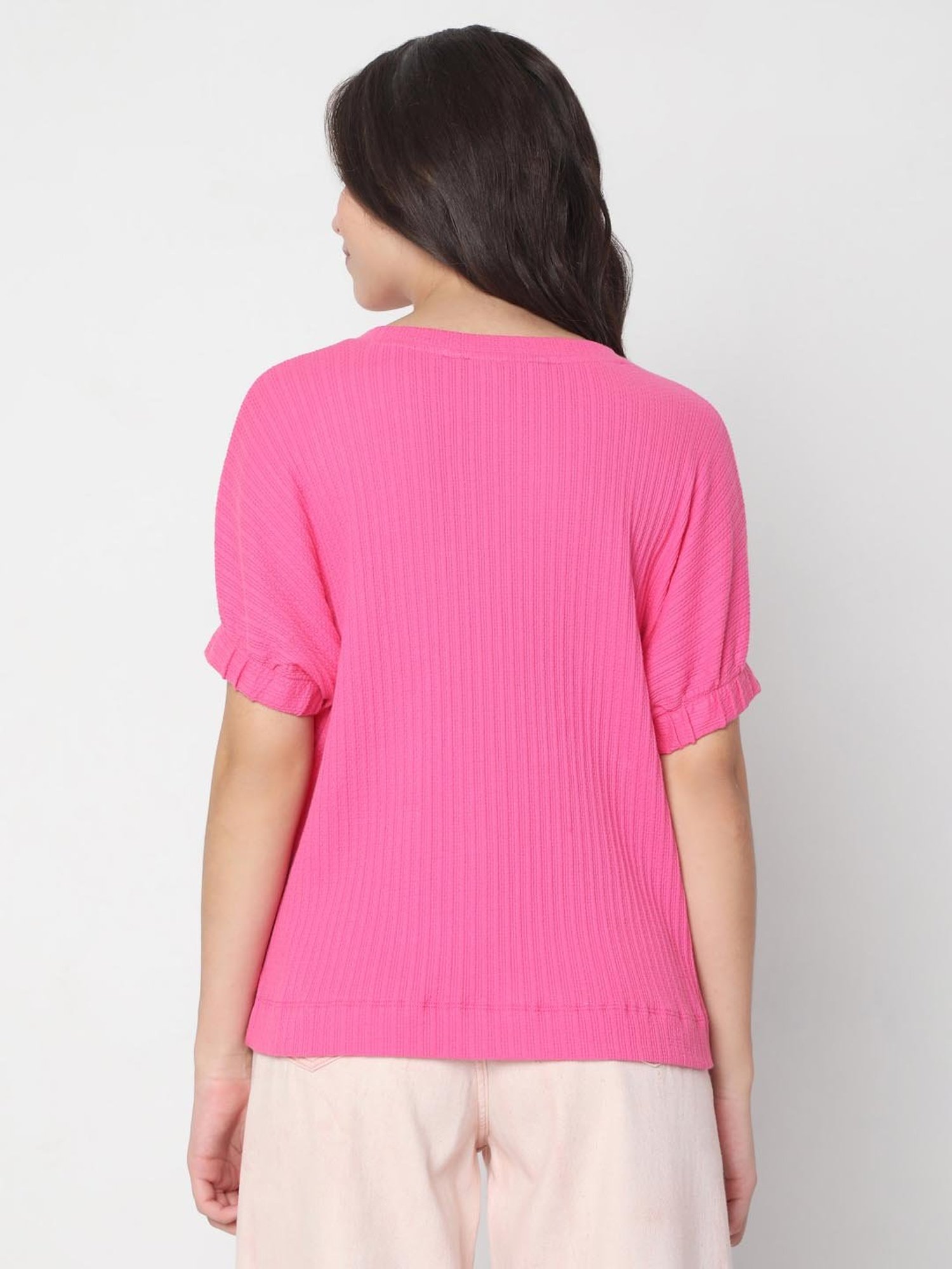 People by Pantaloons Pink Cotton Top