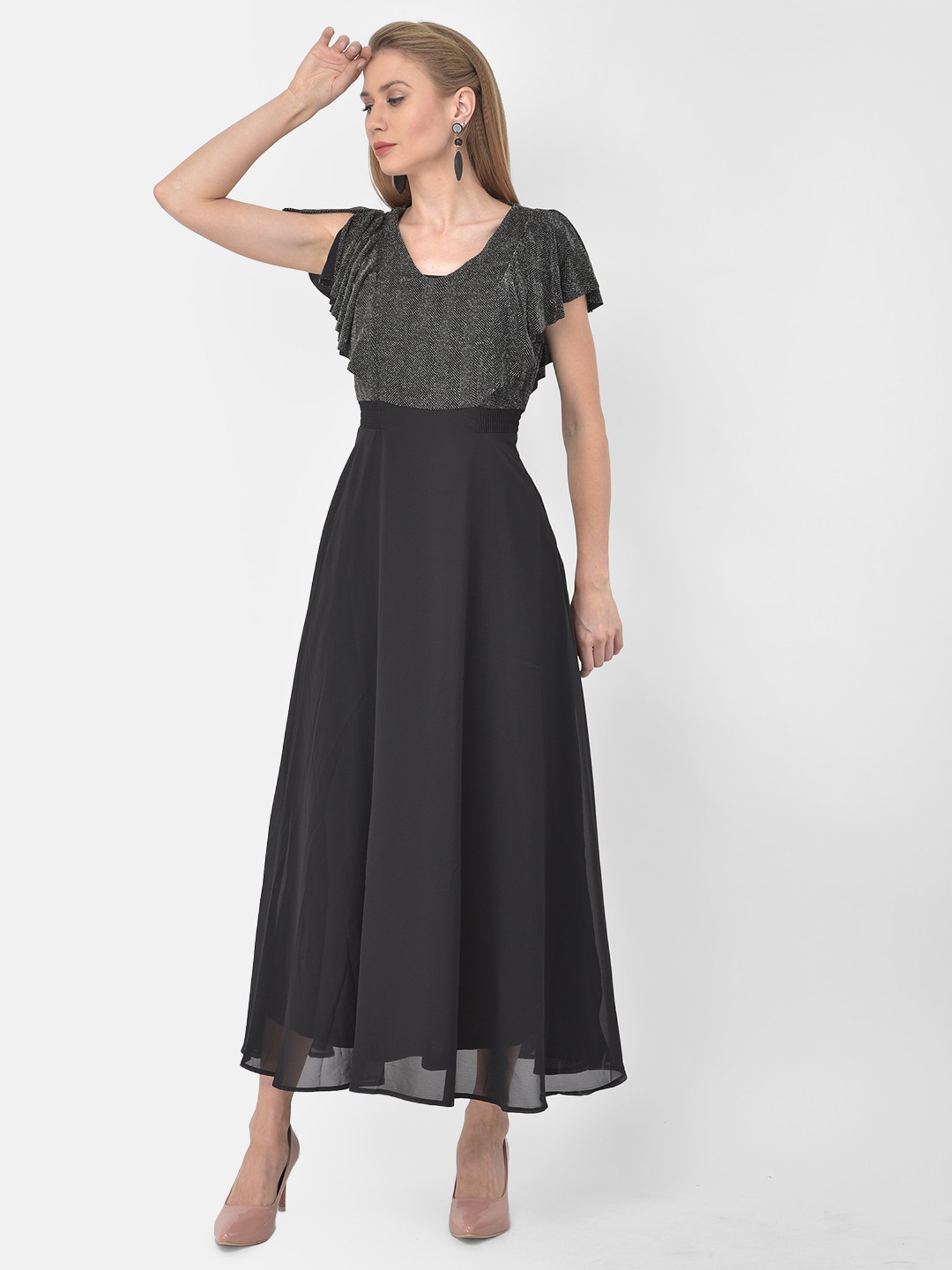 Buy Latin Quarters Black Self Print Dress for Women Online @ Tata CLiQ