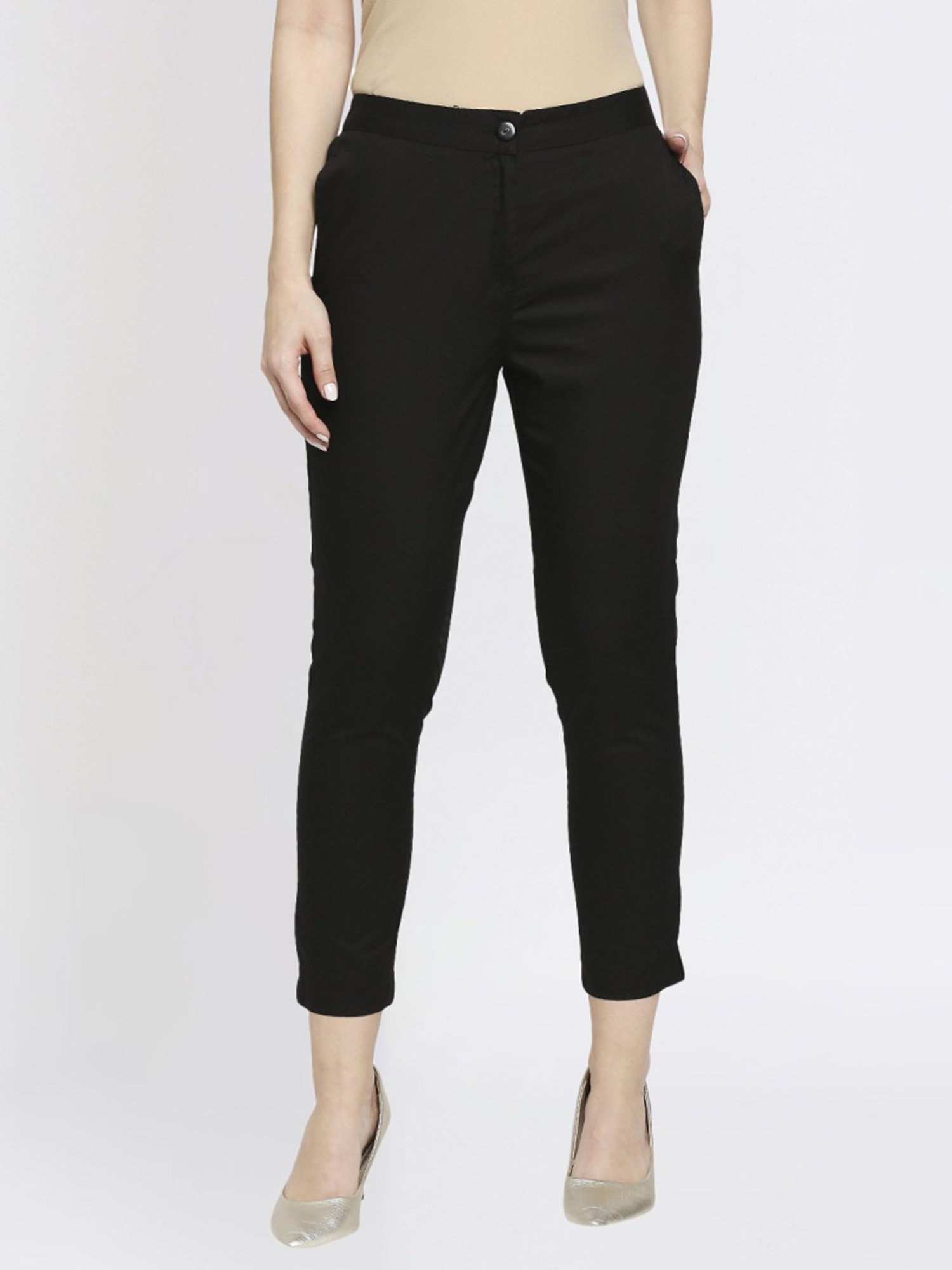 Buy Vastraa Fusion Women Black Skinny Fit Smart Cigarette Trousers   Trousers for Women 22723336  Myntra