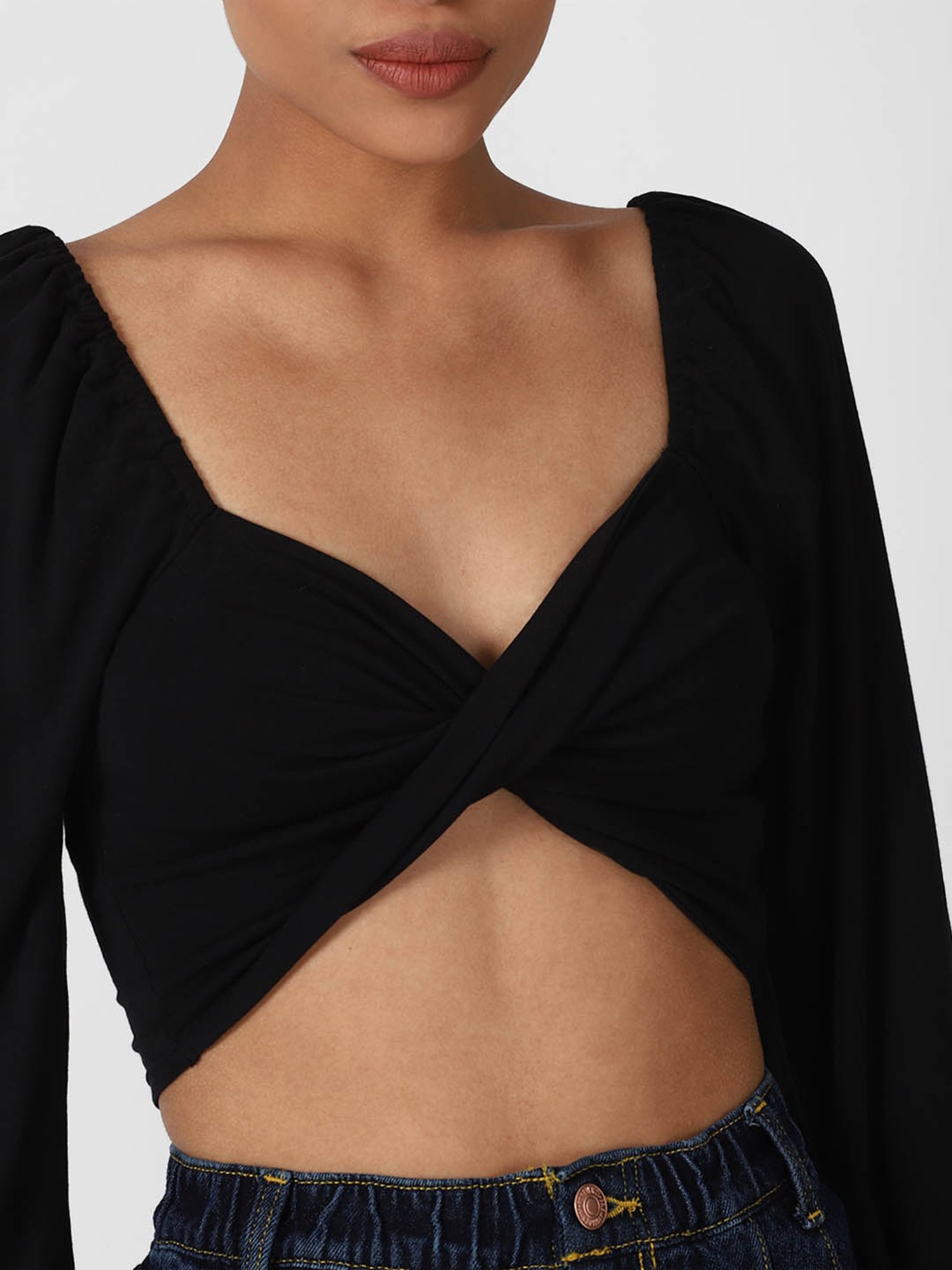 Buy Forever 21 Black Slim Fit Crop Top for Women Online @ Tata CLiQ