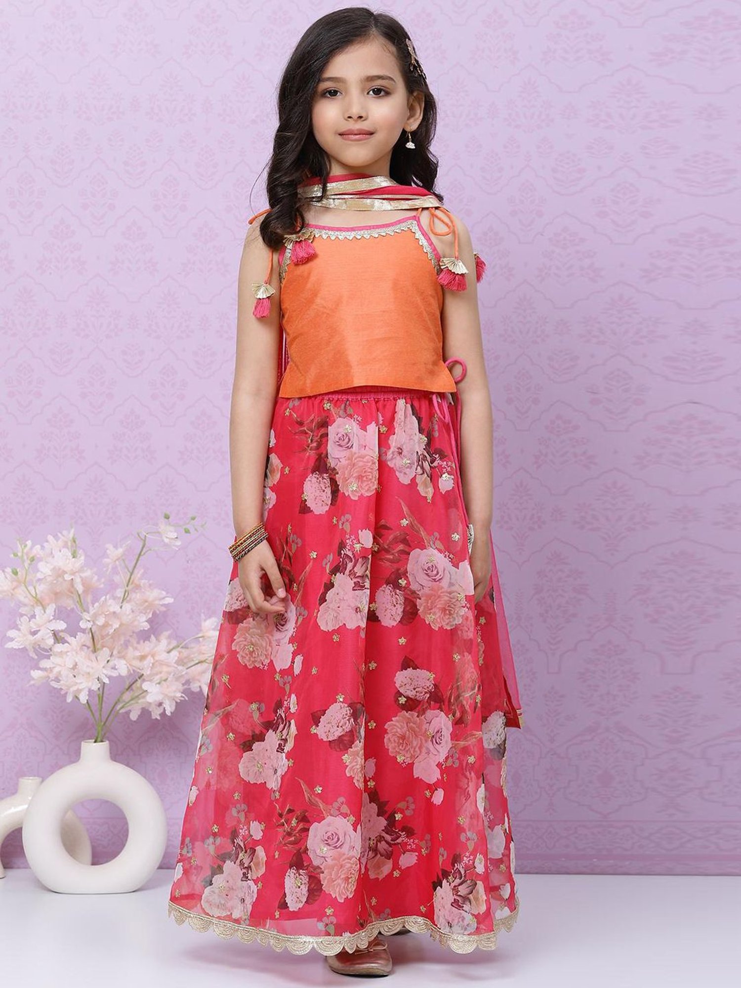 Lehenga Choli Satin Pink Embroidered Kids – Kajols - Indian & Pakistani  Fashion & Tailoring