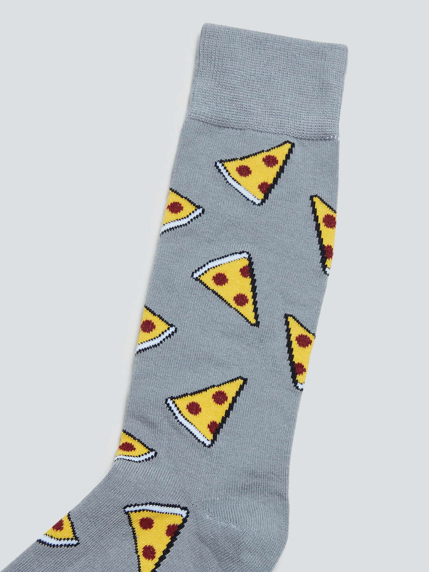 Buy WES Lounge Black Pizza Print Full Length Socks from Westside