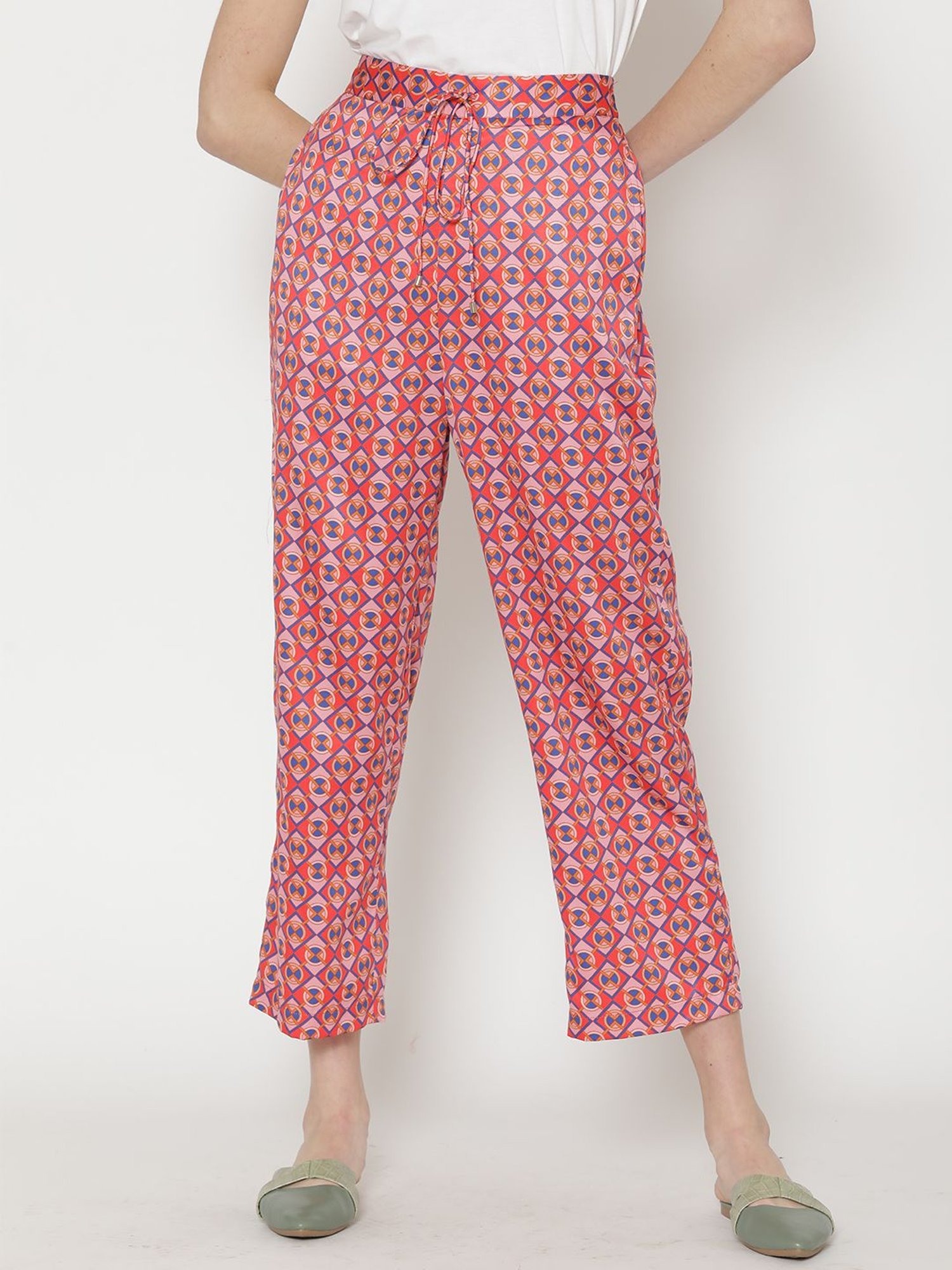 Buy SHAYE Red Printed Pants for Women Online @ Tata CLiQ