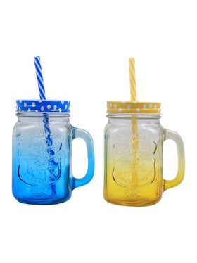 Blue Birds USA Homeware Glass Mason Jar with Lid and Straw Smoothie Ice  Cream Fruit Cold Drinking Water Jars Juice Cup Glass Mason Jar Price in  India - Buy Blue Birds USA