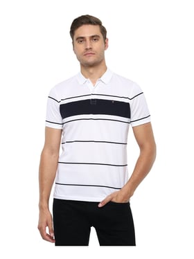 Louis Philippe white and blue polo t shirt - G3-MTS16556 