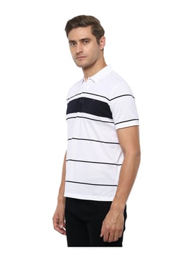 Louis Philippe Men White Solid Polo Collar Pure Cotton T-shirt - Price  History