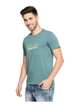 Buy Men Green Print Crew Neck T-shirt Online - 746186