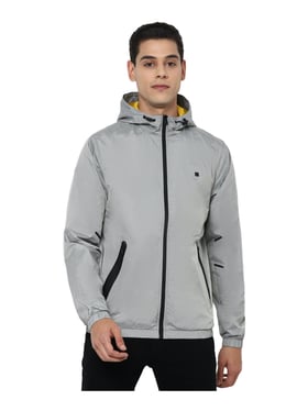 Buy Allen Solly Grey Regular Fit Hooded Jacket for Mens Online