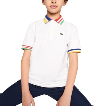 Lacoste Kids White Accents Cotton Pique Polo T-Shirt for Online @ Tata CLiQ Luxury