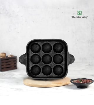  The Indus Valley Pre-Seasoned Cast Iron Paniyaram Pan