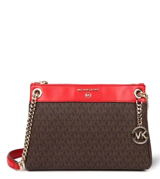 Buy MICHAEL Michael Kors Brown Bright Red Susan Shoulder Bag for