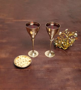 Buy Codesustain Golden Ayas Rustic Brass Wine Glass - Set of 2