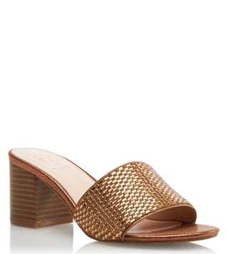 Buy Dune London Gold Jazzie Di Slide Sandals for Women Online