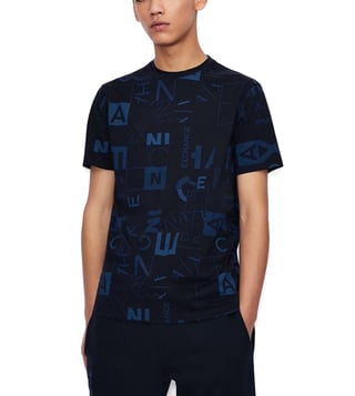 Buy Armani Exchange Navy Graphic Regular Fit T-Shirt for Men Online @ Tata  CLiQ Luxury