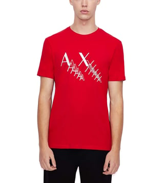 Buy Armani Exchange Red Print Slim Fit T-Shirt for Men Online @ Tata CLiQ  Luxury