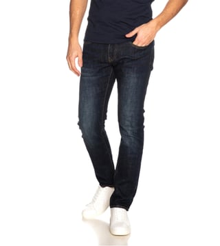 Buy Armani Exchange J13 Slim Fit Blue Indigo Wash Mid Rise Jeans for Men  Online @ Tata CLiQ Luxury