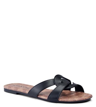 Buy Coach Black Essie Logo Slide Sandals for Women Online @ Tata CLiQ Luxury