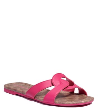 Buy Coach Pink Essie Logo Slide Sandals for Women Online Tata