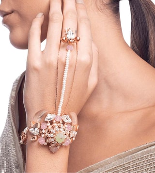 Buy Kundan Gold Plated Finger Ring Bracelet Hand Harness Jewellery  Hathphool for Girls Women Online  Get 78 Off