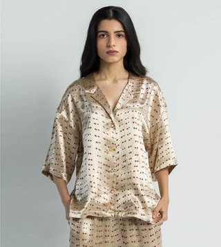 Buy Two Fold All That Shimmers Sand Shimmer Handwoven Mashru Coord Top only at Tata CLiQ Luxury