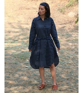 striped shirt dress blue