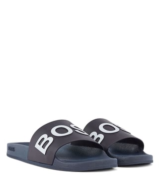 Buy BOSS Dark Blue Slide Sandals for Men Online Tata CLiQ Luxury